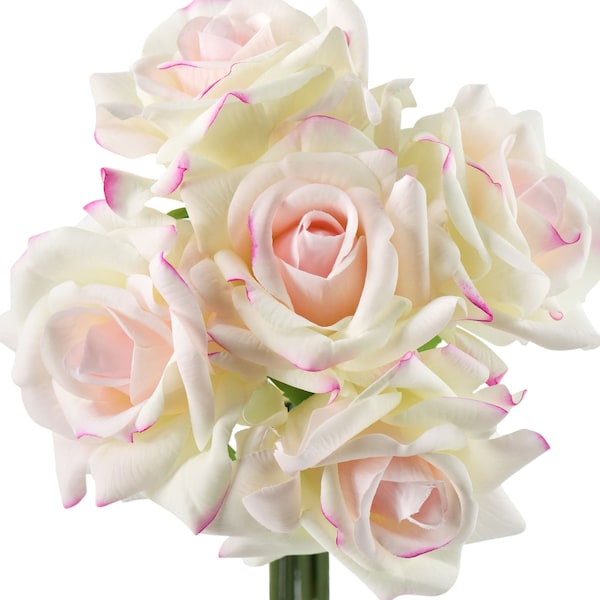 Light Peach Real Touch Rose, Wedding Bouquet, 5 Stems