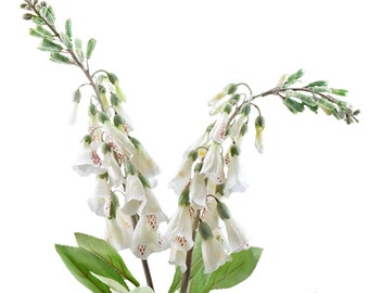 FiveSeasonStuff Flores artificiales Foxgloves (blanco de verano) Plantas de seda Ramo de flores Decoración de boda 29.1 pulgadas (2 tallos)