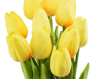 Gelber Real Touch Tulpenstrauß, FiveSeasonStuff, 10 Stiele