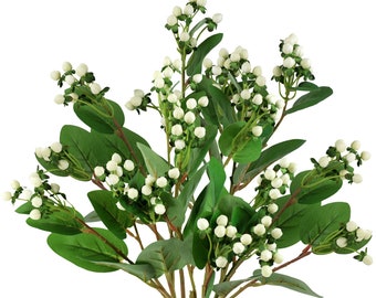 6 Bunches Artificial Hypericum Flower Berries, Long Stem Greenery Fillers for Floral Arrangement by FiveSeasonStuff