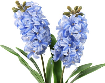 Real Touch Hyacinth (Blue)  Artificial Flowers ‘Petals Feel and Look like Fresh Hyacinth' Wedding, Home Decor, Arrangment 2 Stems