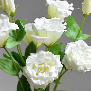 FiveSeasonStuff Real Touch White Lisianthus Floral White Artificial Flowers Tall Long Stems 58cm 3 Stems