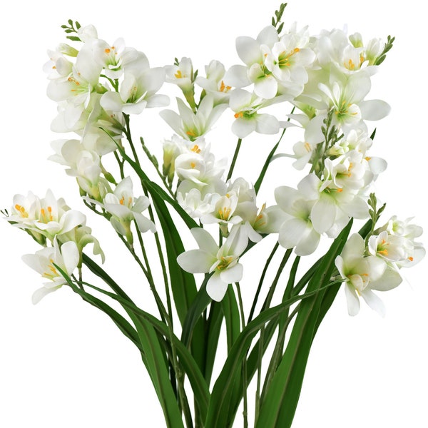 Real Touch Freesia (White) Long Stem Artificial Flowers, Wedding, Home Decor,Arrangment 6 Stems