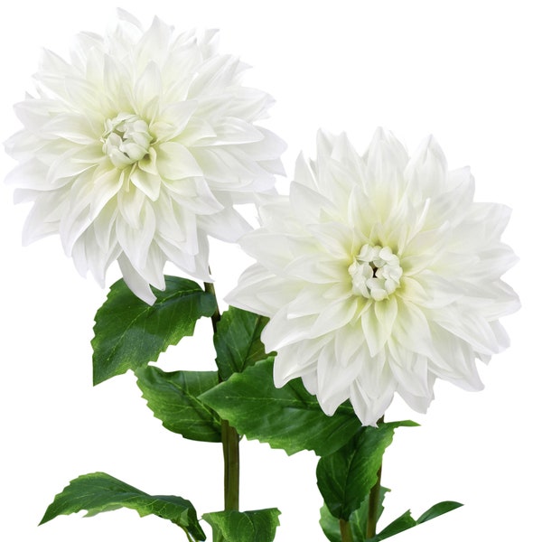 FiveSeasonStuff Kunstbloemen Dahlia Zijden Bloemen voor Buiten Binnen en Hoge Vazen (Wit) 2 Stelen