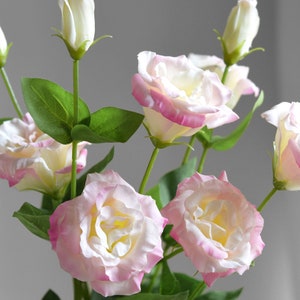 FiveSeasonStuff Real Touch Light Rose Pink Lisianthus Artificial Flowers Tall Long Stems 58cm 3 Stems      Write a review | Ask a question