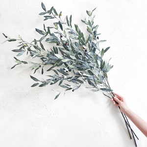 Artificial Tall Olive Stems with Olives: Faux Greenery Branches 45&#39;&#39;