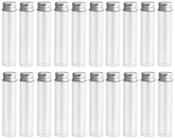 FiveSeasonStuff 25ml 40pcs Multi-Purpose Mini Glass Bottles with Aluminum Twist Cap