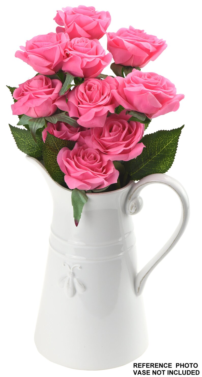 Deep Pink Real Touch Silk Artificial Flowers \u2018Petals Feel and Look like Fresh Roses/' Wedding Bridal Home FiveSeasonStuff 10 Stems