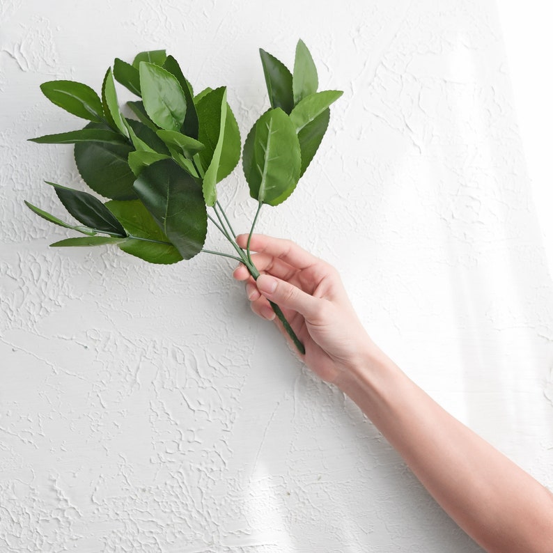 2 Branches of Artificial Lemon Leaves Etsy