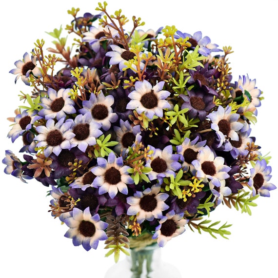 Fiori artificiali da appendere per esterni, piante finte, margherite colorate, in seta, realistici, resistenti ai raggi UV, per portico, patio, finestra, cortile, decorazione (bianco