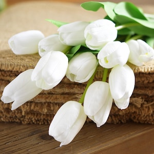 Real Touch Tulpen, künstliche Blumen mit langem Stiel - 12 künstliche Stiele Bild 6