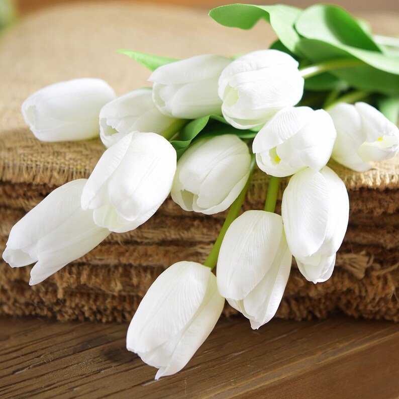 Real Touch Tulpen, künstliche Blumen mit langem Stiel - 12 künstliche Stiele Bild 6