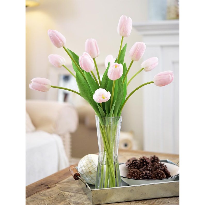 Real Touch Tulpen, künstliche Blumen mit langem Stiel - 12 künstliche Stiele Bild 8