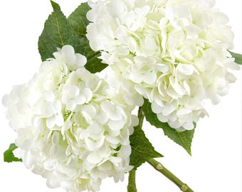 Real Touch White Hydrangea Stems – Lifelike Artificial Flowers for Weddings, Centerpieces & Vase Decor