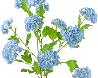 Carolina Blue Snowball Viburnum Long Stem Real Touch Artificial Flowers 2 Stems