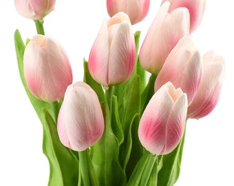 Real Touch Blush Pink Tulip Bouquet, DIY Floral Arrangement