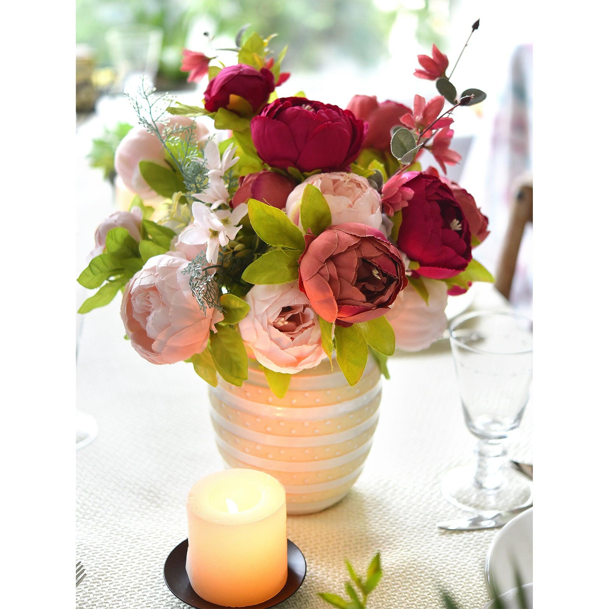 Burnt Pink & Dusty Rose Silk Peony and Hydrangea Bouquet | Vintage Wedding Flowers, Romantic Bridal Arrangement