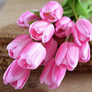 Real Touch Tulpen, künstliche Blumen mit langem Stiel - 12 künstliche Stiele Bild 16
