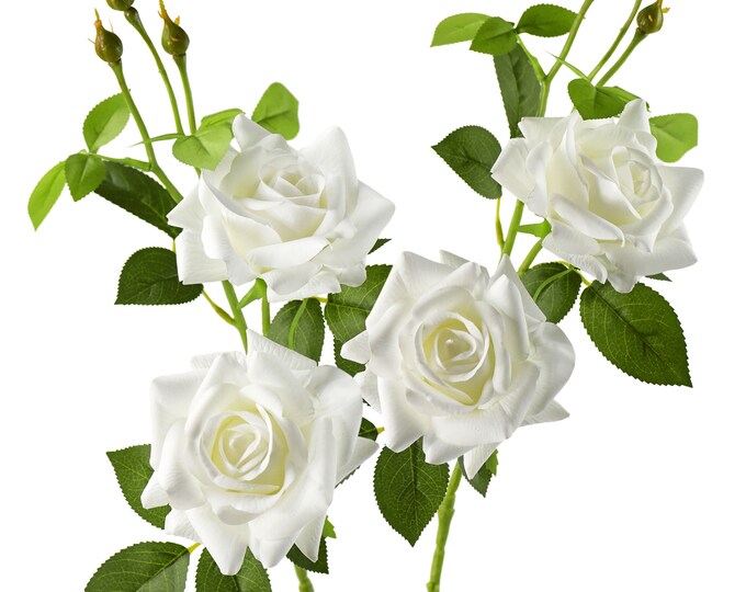 Fiveseasonstuff gardenia White Real Touch Garden Rose Artificial Flowers Wedding, Bridal, Home