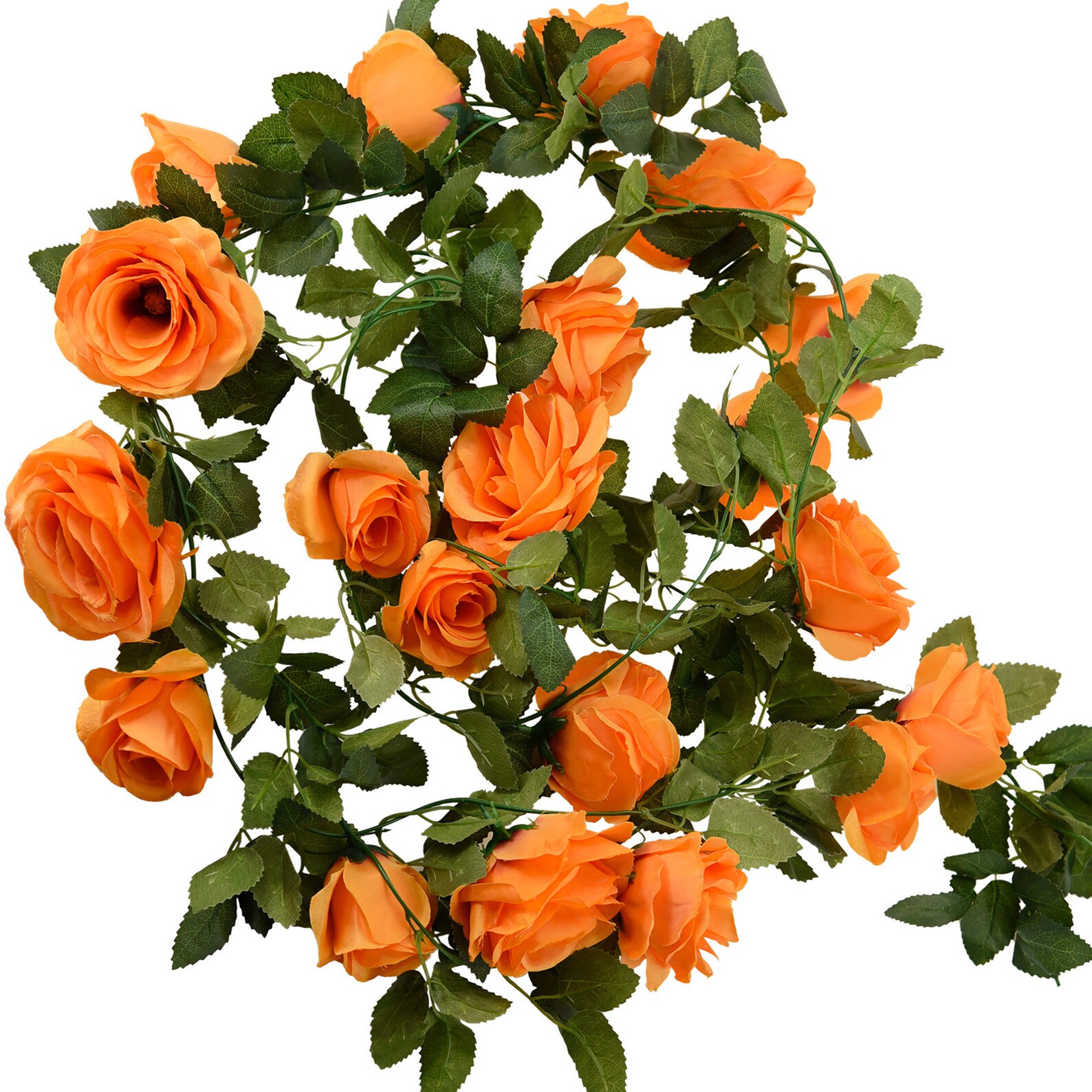 Fiveseasonstuff 2pcs Artificial Silk Orange Rose Garland Vine Etsy