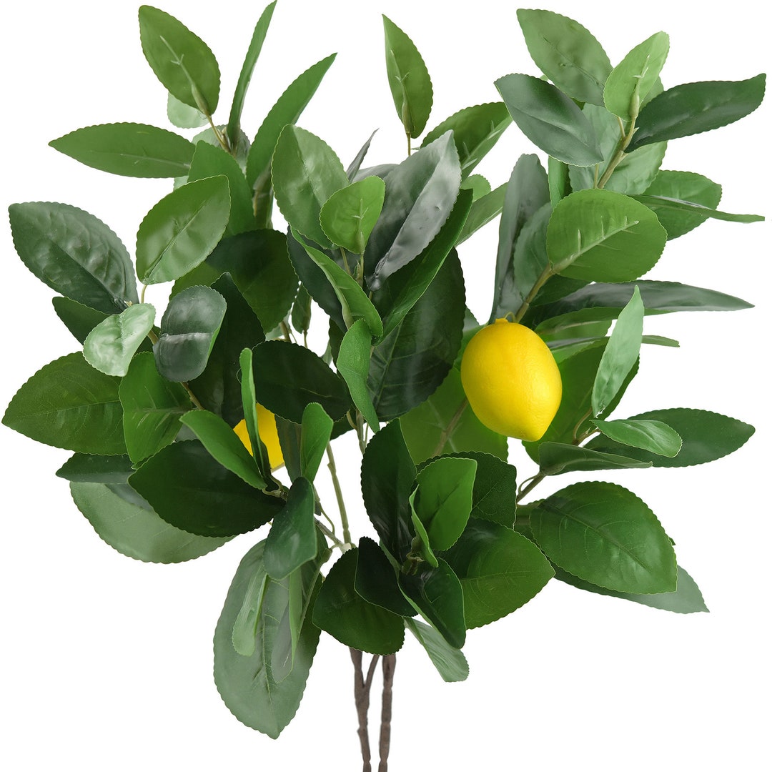 2 Branches of Artificial Lemons With Leaves Etsy