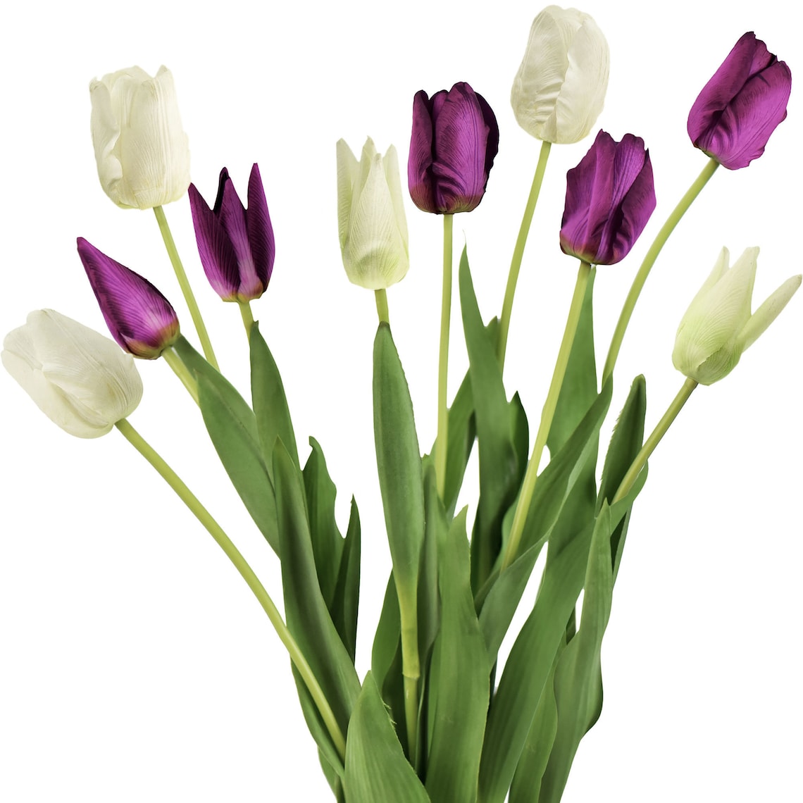 Real Touch Tulips 10 Stems of Purple & White Soft and Long Etsy