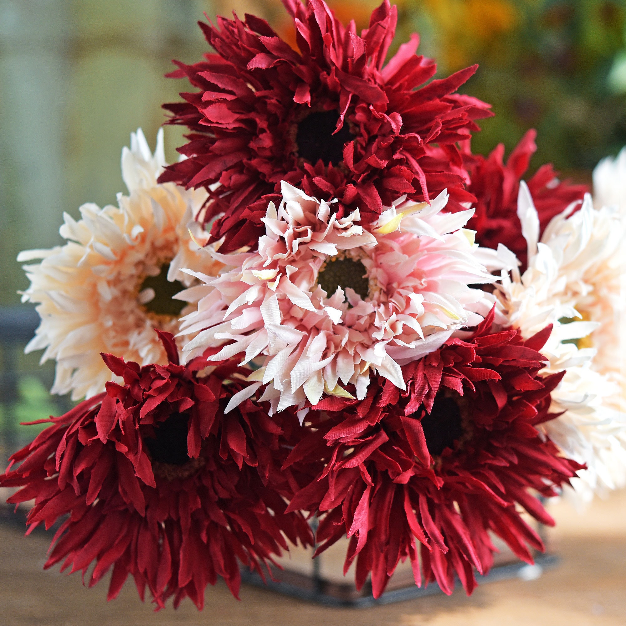 Light Peach Spider Gerbera Daisies Silk Flowers Real Looking Artificial Flowers Home Decor 16 5 6 Stems Fiveseasonstuff