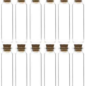 FiveSeasonStuff 20ml (47Pcs) Mini Transparent Glass Bottles/Vials/Jars with Corks for Wedding Favors, Scents, Oils, Jewelry, Message