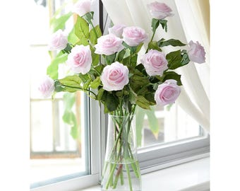 Blush Pink Kunstrose Bouquet: künstliche Seidenblumen Stiele