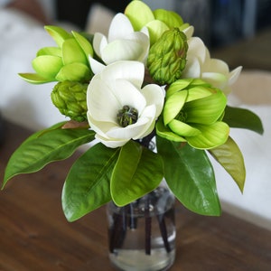 Fiveseasonstuff Noble Green Magnolia Artificial Flowers Arrangement ...