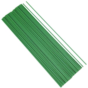 100 Green Plastic Coated Wire Stems, Floral DIY Crafts