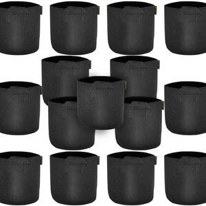 Heavy Duty Grow Bags 15 Pack 1 Gallon for Vegetables Herbs Plants Flowers by FiveSeasonStuff Floral