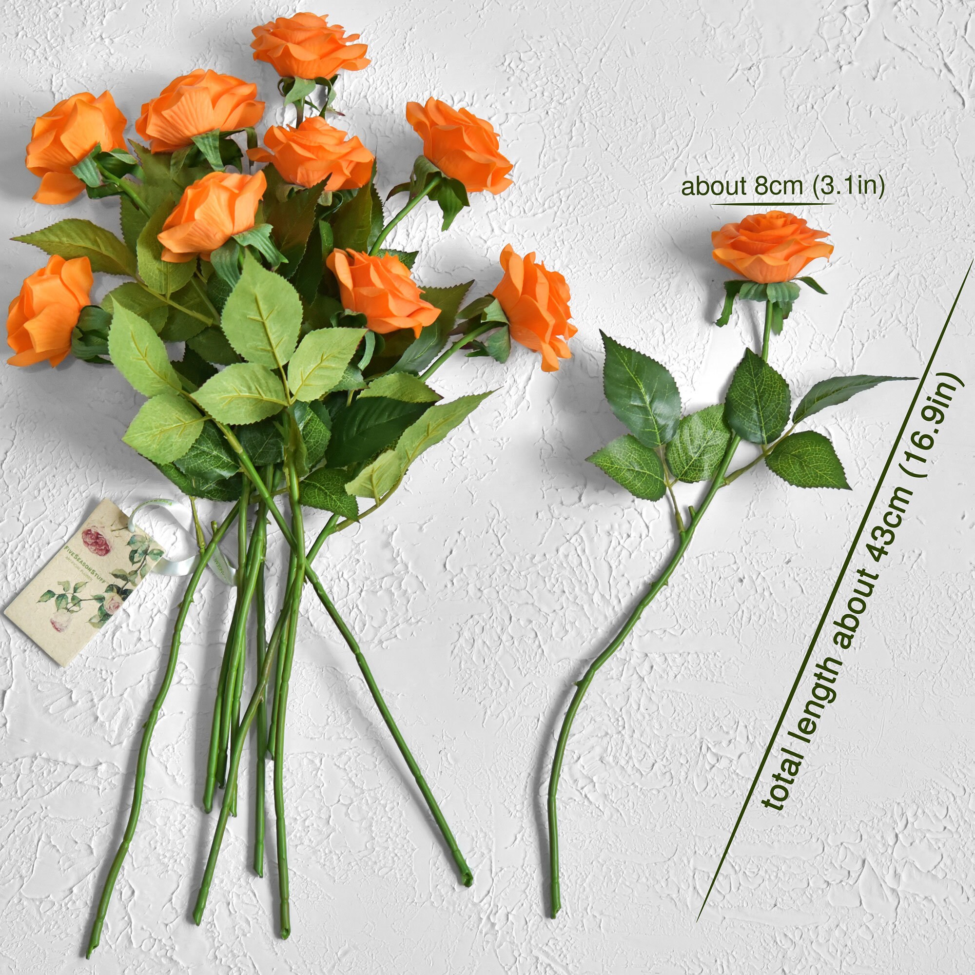 Real Touch Orange Roses - Silk Artificial Flowers, 10 Stems - Etsy
