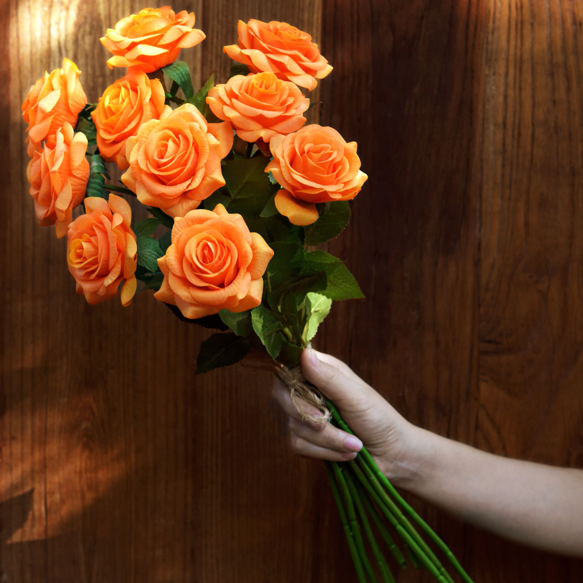 Fake Orange Roses Real Touch Orange Roses - Silk Artificial Flowers, 10 Stems - Etsy