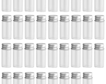 FiveSeasonStuff 10ml 35pcs Multi-Purpose Mini Glass Bottles with Aluminum Twist Cap