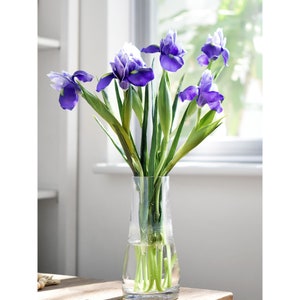 FiveSeasonStuff 6 Long Stems Iris Real Touch Artificial Flower Bouquet Flower Arrangement 23.6 Dark Purple image 6
