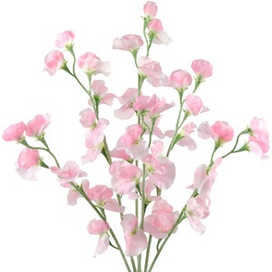 Misty Light Pink Sweet Pea Flowers Real Looking Artificial flowers Home Décor 24.8&#39;&#39; (6 Stems) FiveSeasonStuff