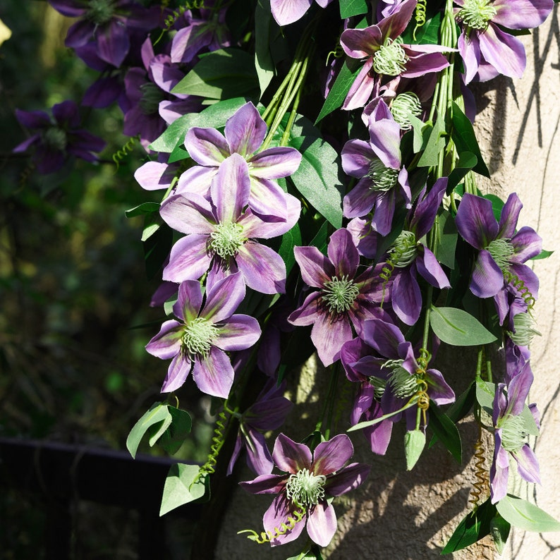 Fiveseasonstuff 6 Stems Artificial Plant Clematis Flowers Vine Etsy