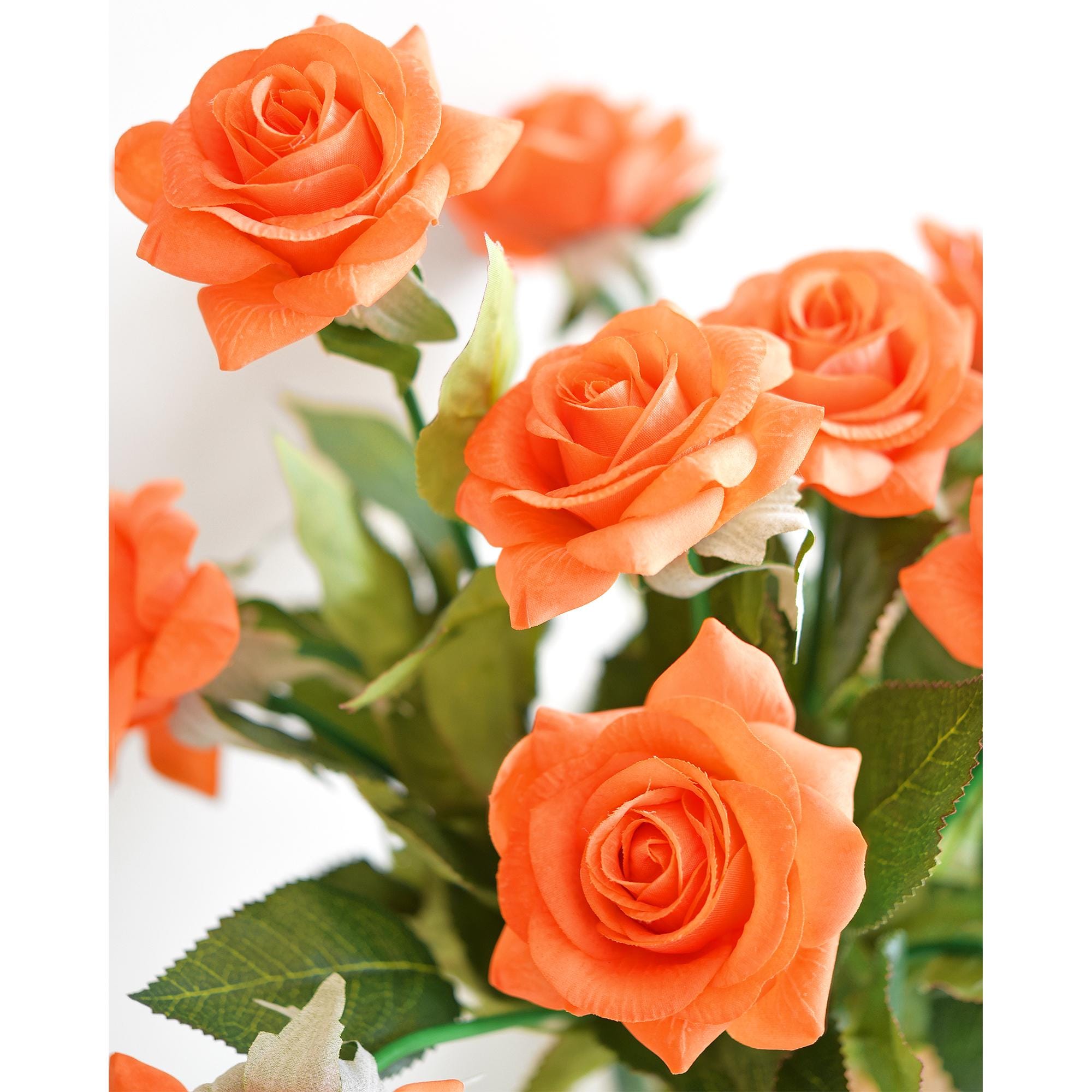 Tangerine Orange Real Touch Roses, Silk Artificial Flowers (10 Stems ...