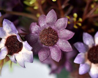 ZFProcess Fiori artificiali da appendere, piante per esterni, decorazione autunnale, 2 pezzi, margherite in finta seta, resistenti ai raggi UV, aspetto reale, per esterni, casa, interni, portico