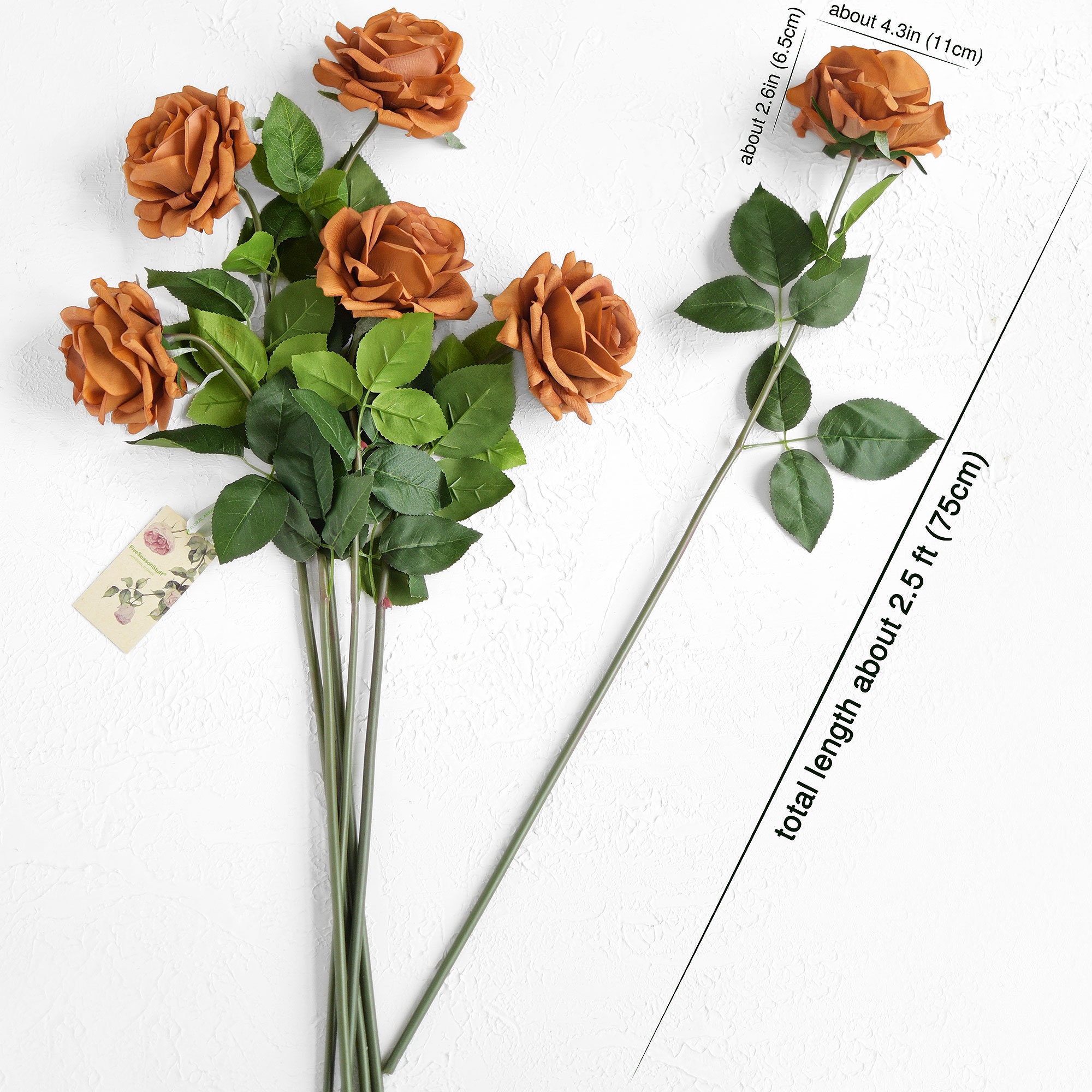 Rust Colored Real Roses 6 Long Stems Rust Orange Real Touch Garden Roses Large Blooms - Etsy