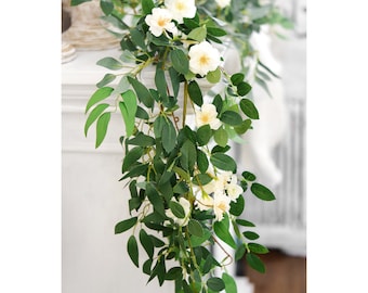 Bendable Silk Rose Garland: 12ft Artificial Willow Vine Decor
