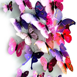FiveSeasonStuff 24 Pcs 3D Butterfly Collection for Wall Decoration |Refrigerator (with Magnet/Pin)