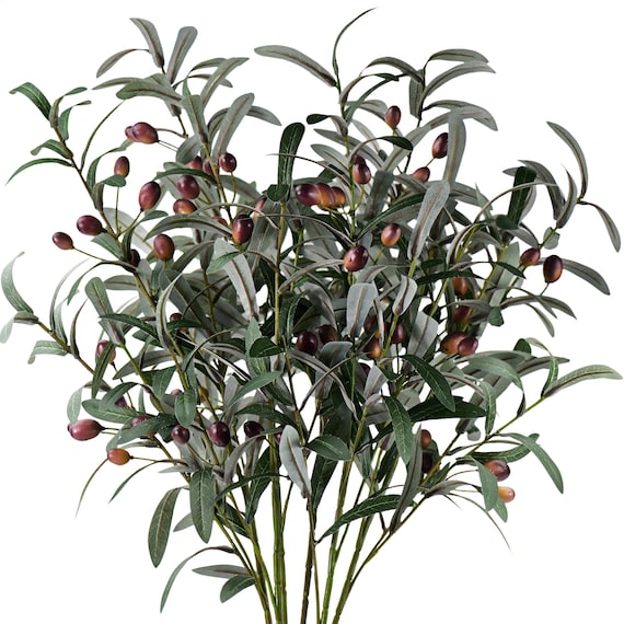 Hojas y ramas de olivo artificiales de primera calidad con aceitunas,  arreglo floral verde, decoración del hogar, 31 pulgadas, 6 tallos -   México