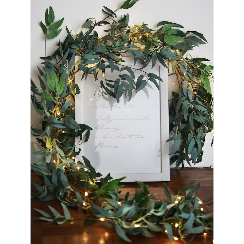 Guirlandes de saule rustiques, 2 mélanges, feuilles de vigne vertes artificielles pliables pour décoration de mariage et de maison avec guirlandes lumineuses de 33 pieds image 1