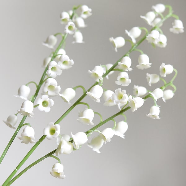Artificial Lily of the Valley Sprigs: Soft May-Bells (White or Blue)