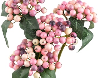 Blush Violet Real Touch Artificial Holly Berries Floral Arrangement and Fillers