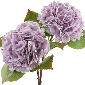 Real Touch Hydrangea Artificial Flowers (Light Lavender Lilac) Lifelike, Elegant, and Versatile Decor for Any Occasion 2 Long Stems