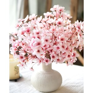 Lifelike Blush Pink Silk Cherry Blossom Stems, 1.3 ft image 7