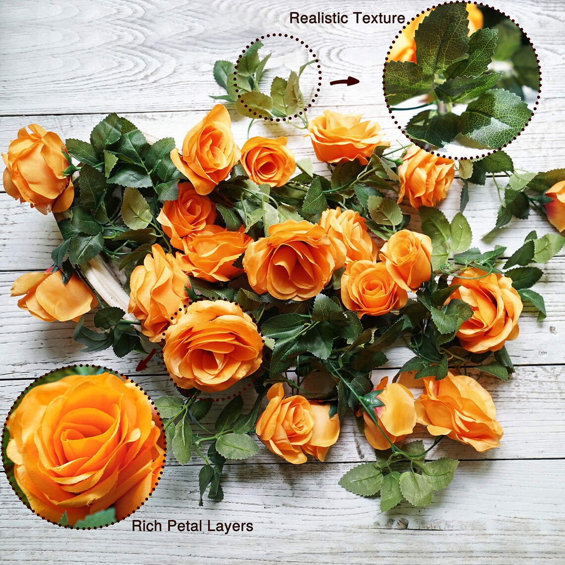 Fiveseasonstuff 2pcs Artificial Silk Orange Rose Garland Vine Etsy